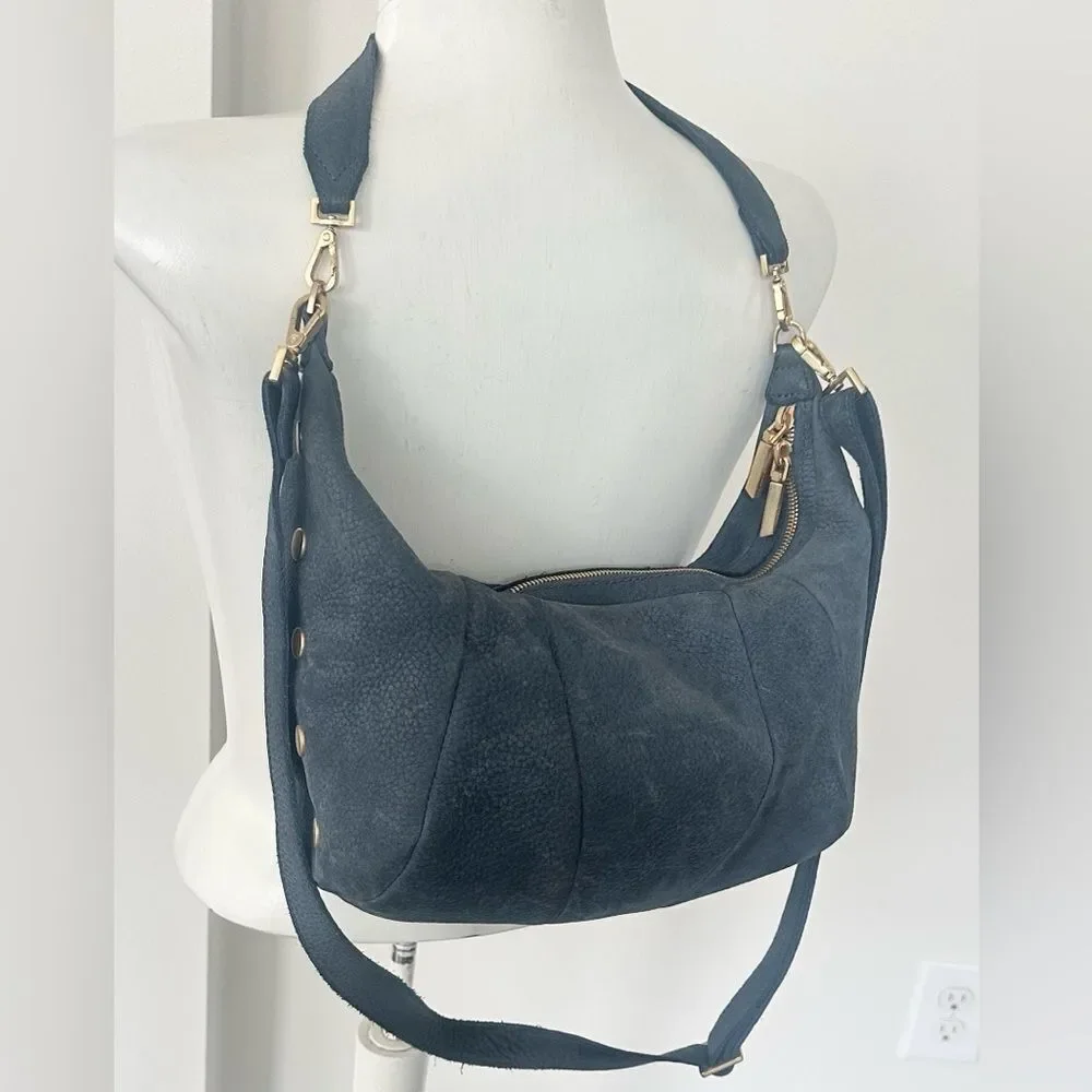 Hammit Morgan Nubuck Leather Blue Crossbody & Shoulder Bag